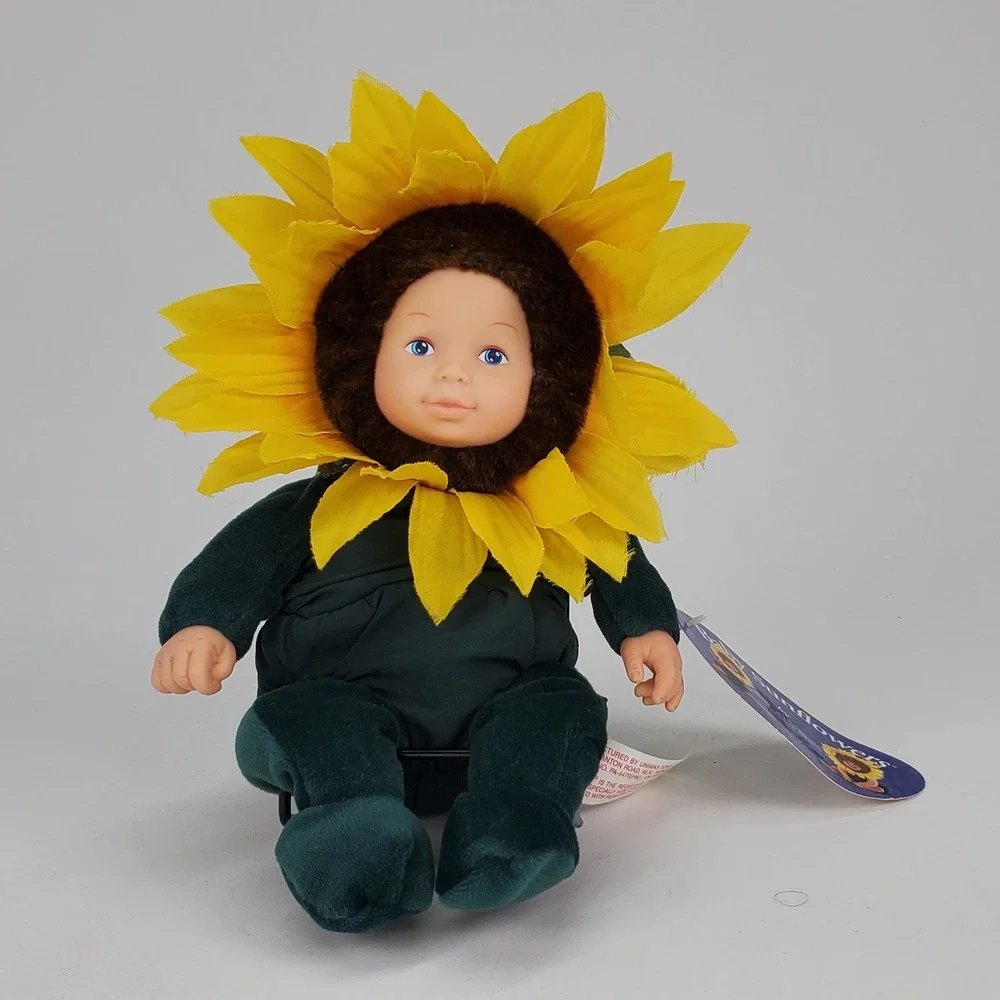 Anne Geddes Baby Sunflowers Plush Bean Filled Collection Doll 1999 Unimax 9 inch